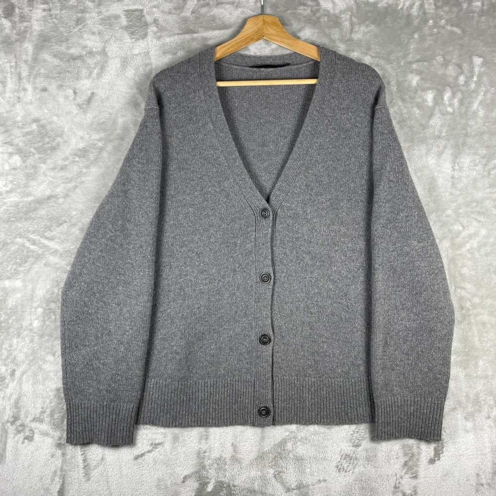 Jenni Kayne Everyday Cardigan Women 1X Grey Cashmere V-Neck 810-7490-D23